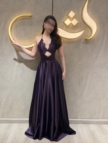 فستان نانسي | تفتة ناعم طويل لون ليلكي