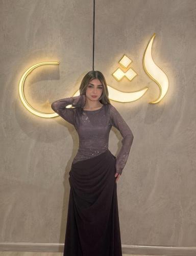 فستان سهرة طويل موف شيفون وتطريز راقي بأكمام طويلة...