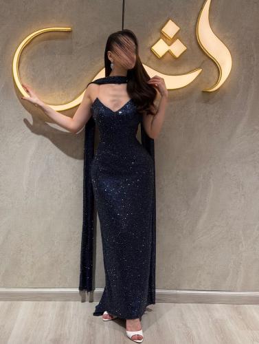 فستان ريناد |ترتر ناعم بلمعه |لون كحلي
