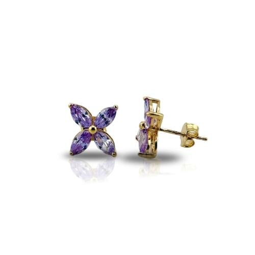 حلق بشكل وردة باللون البنفسجي