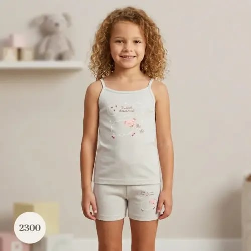 6 اطقم, طقم قطعتين بناتي قطن تركي ملون