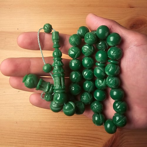 مسباح باكالايت شمعي أخضر مزخرف خراطة مصنع الفن(شدي...