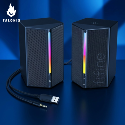 مكبر صوت USB RGB مع التحكم في مستوى الصوت للكمبيوت...
