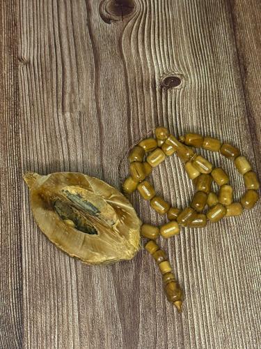 Natural Kok prayer beads, polished barrel-shaped