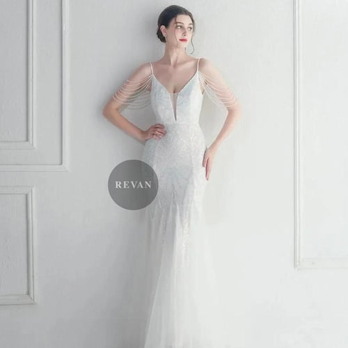 فستان ترتر مزين بلخرز على تل