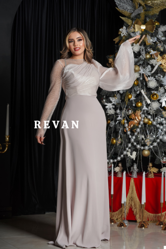 فستان بكم شيفون وتصميم أنيق للسهرات