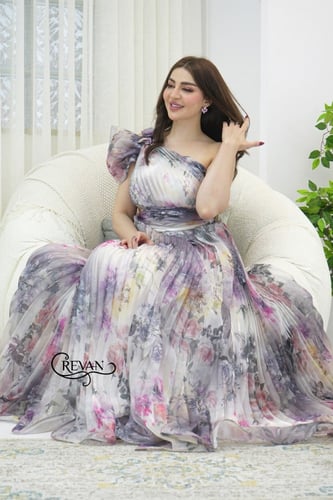 فستان اورجنزا مشجر بلسيه