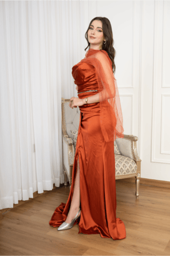 فستان سهره ستان برتقالى