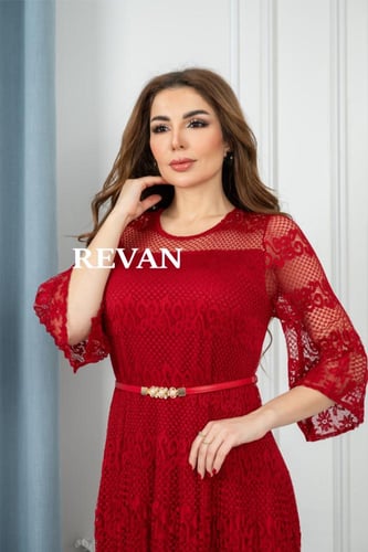 فستان عيد ميدي بحزام أنيق من ريڤــان