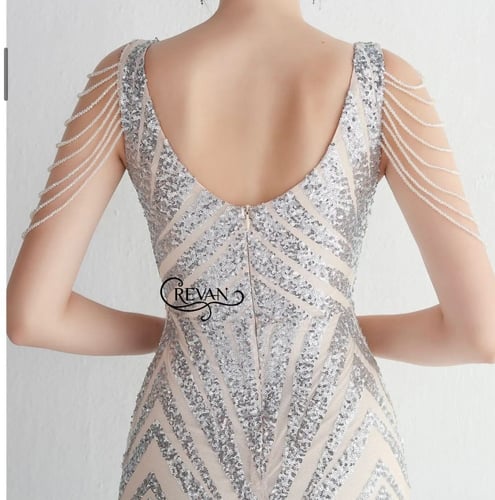 فستان سهره قماش ترتر طويل