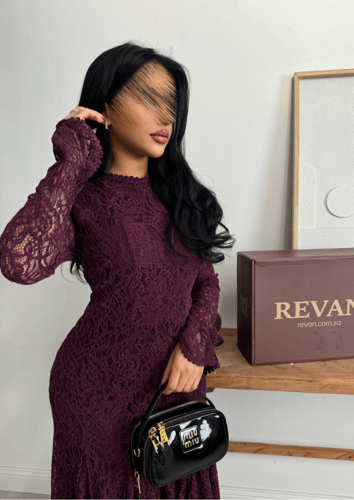 فستان عيد دانتيل ميدي بقصة ميرميد من ريڤــان