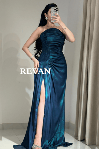 فستان سهرة ساتان تركى فاخر