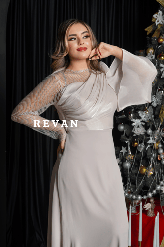 فستان بكم شيفون وتصميم أنيق للسهرات