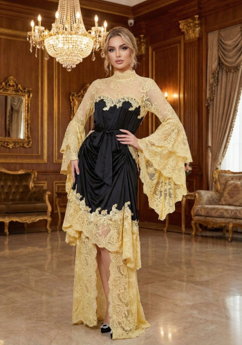 فستان عيد ميدي ايطالي مع ذيل دانتيل وتفاصيل أنيقة...