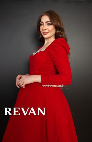 فستان شمواه احمر كريستال