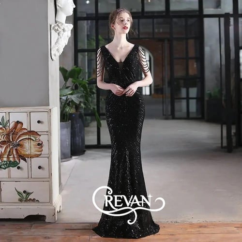 فستان طويل قماش ترتر