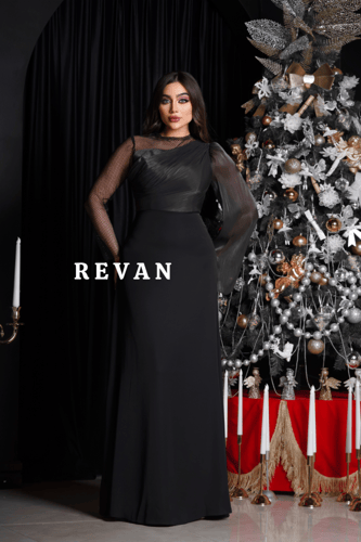 فستان بكم شيفون وتصميم أنيق للسهرات