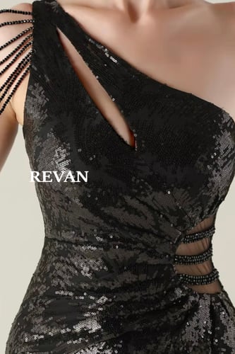 فستان سهرة ترتر فاخر كتف واحد فتحة جنب من ريفان