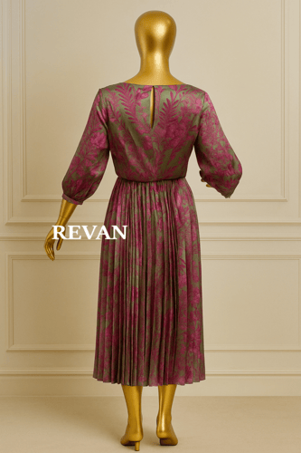 فستان ميدي بطبعات زهرية عصرية