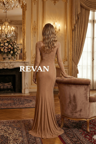 فستان سهرة نعومة أنثوية بتفاصيل مطرزة من ريڤــان