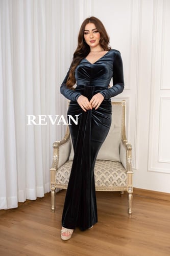 فستان ريڨان قطيفه طويل