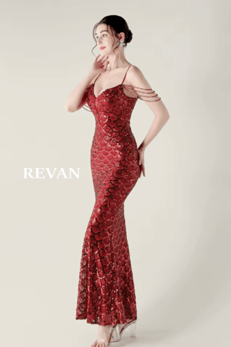 فستان ترتر ضيق بتطريز فاخر