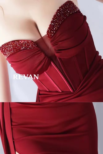 فستان سهرة توب شال جنب بفتحة ساق من ريفان