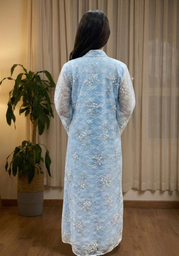 جلابية رمضانية دانتيل مطرز أناقة حالمة من ريڤــان