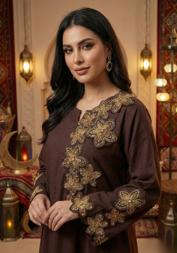 جلابية رمضانية بتطريز زهري أنيق من ريڤــان