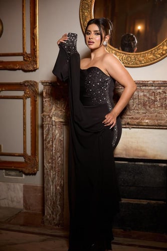 فستان سهرة ملكي مكون من قطعتين