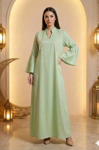 جلابية رمضانية سادة بتفاصيل دانتيل أنيقة من ريڤــا...