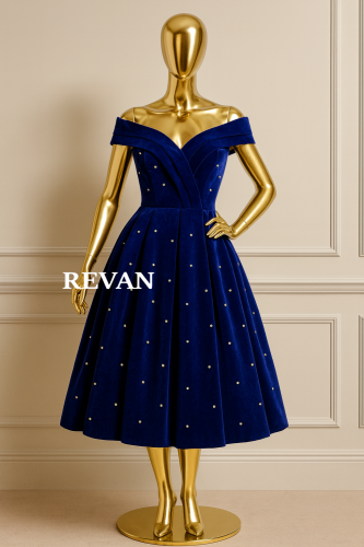 فستان ميدي قماش مخمل