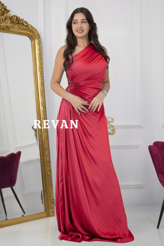 فستان ستان بلسيه ناعم طويل