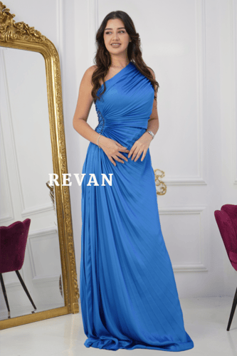 فستان ستان بلسيه ناعم طويل