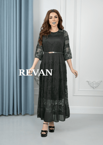 فستان عيد ميدي بحزام أنيق من ريڤــان