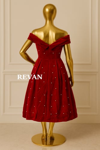 فستان ميدي قماش مخمل