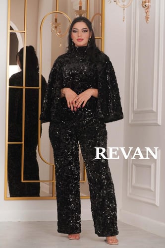 طقم سهره بلوزه وبنطلون مرسوم بالترتر