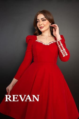 فستان شمواه احمر كريستال