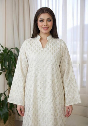 جلابية رمضانية مطرزة بنقوش ذهبية ناعمة من ريڤــان