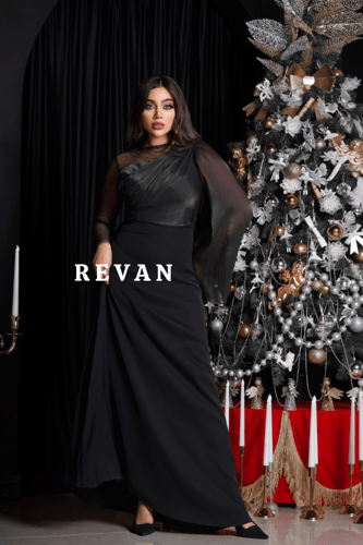 فستان بكم شيفون وتصميم أنيق للسهرات