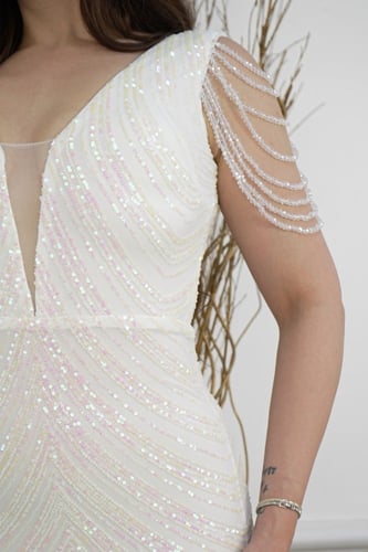 فستان طويل قماش ترتر