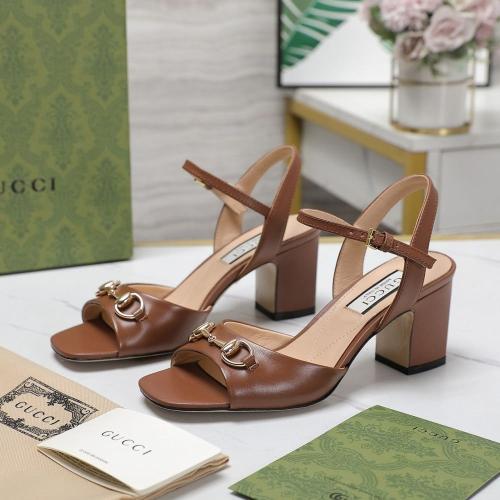 كعب قوتشي Gucci Horsebit leather sandals Brown