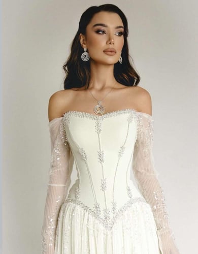 فستان مناسبات فخم تصميمنا الماسه