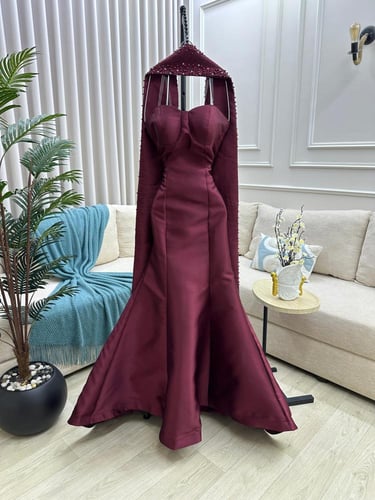 فستان سهره فخم عنابي