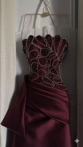 فستان سهره فخم عنابي