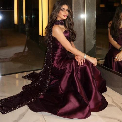 فستان سهره فخم عنابي