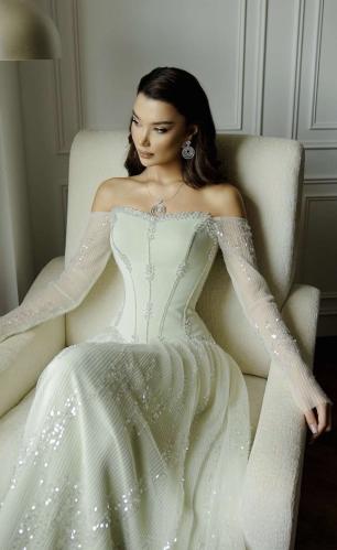 فستان مناسبات فخم تصميمنا الماسه