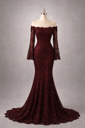 فستان سهره فخم عنابي & اسود