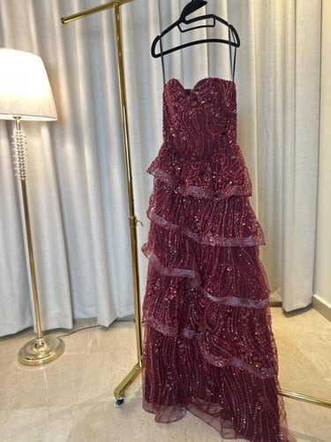 فستان سهره فخم عنابي