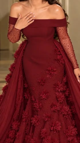 فستان سهره فخم مسره عنابي